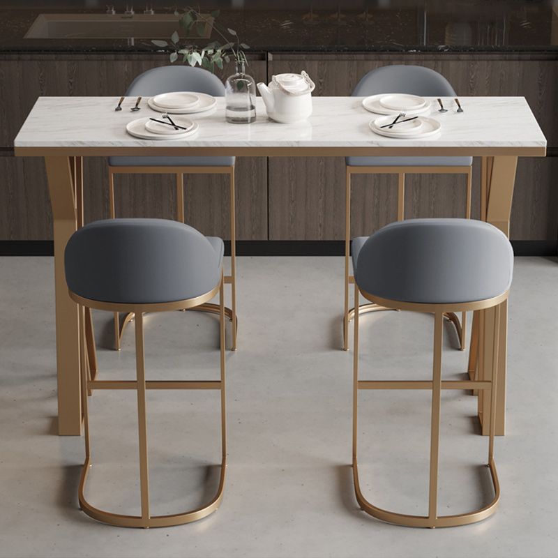 Stone Bar Dining Table Modern Rectangle Bar Table with 4 Legs Pedestal for Dining Room