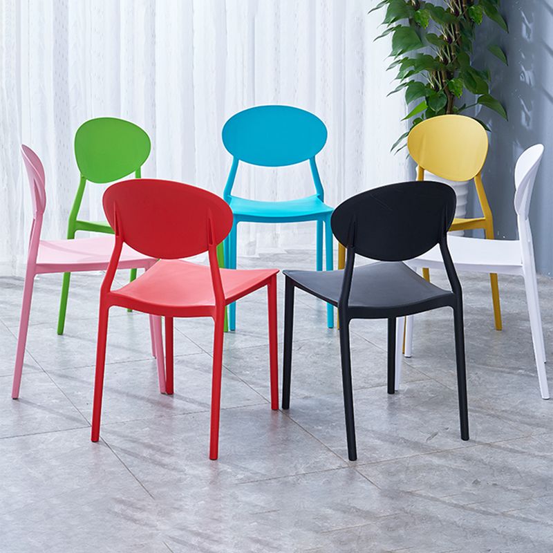 Stackable Open Back Dining Chairs Scandinavian Plastic Armless Side Chair
