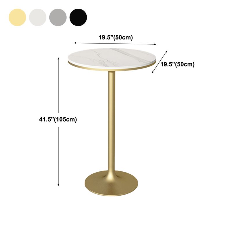 Contemporary Round Bar Dining Table Indoor Bar Height Pub Table Iron Base