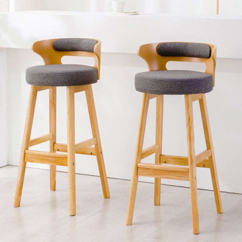 Contemporary Leather Solid Wood Barstools Bristol Bar Stool with Footrest and Low Back