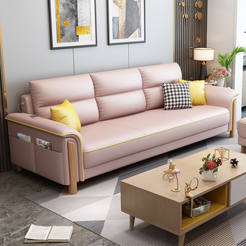 Modern Faux Leather Flared Arm Sofa with Tight Back for Living Room, Apartment