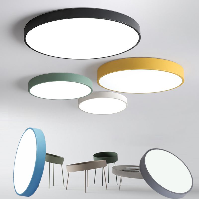 Plafonnier LED de forme ronde en fer moderne, 1 lumière, montage encastré pour chambre à coucher et étude
