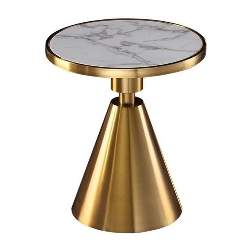 Contemporary Round Table Top End Table with Metal Pedestal Leg