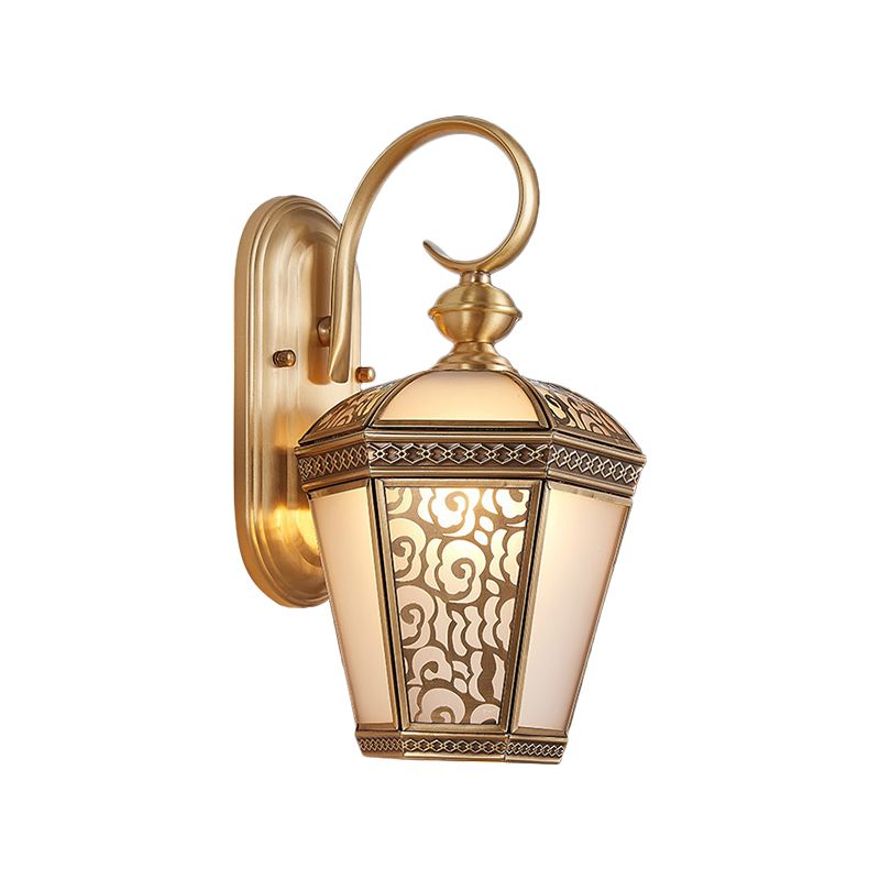 Medina de latón de metal Lucina de pared de la jaula de pájaro 1 luz Luz de pared tradicional para vestíbulo, 6 "/7.5" de ancho