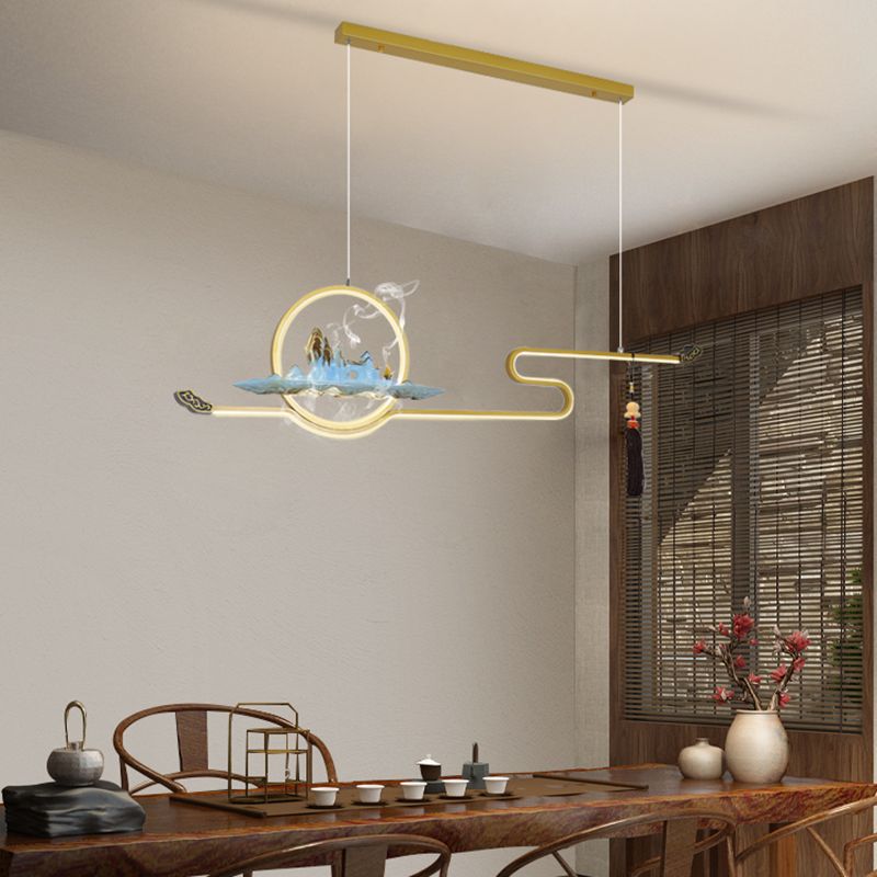 Resina luces colgantes colgantes chinas lámparas colgantes lineales modernas para comedor