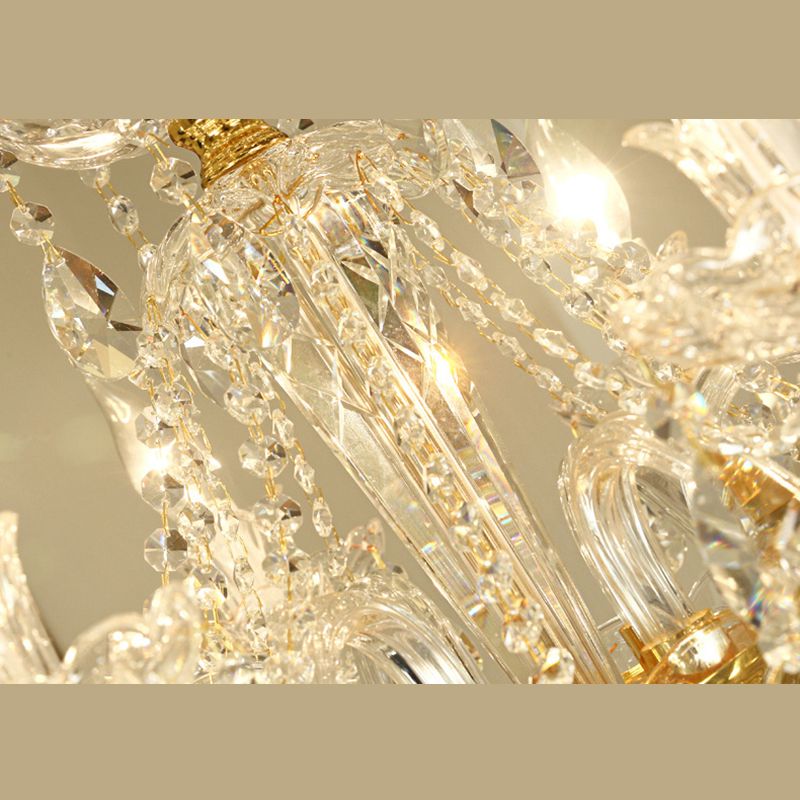Beveled K9 Crystal Clear Hanging Ceiling Lights Classic Candelabra Ceiling Lamp for Living Room