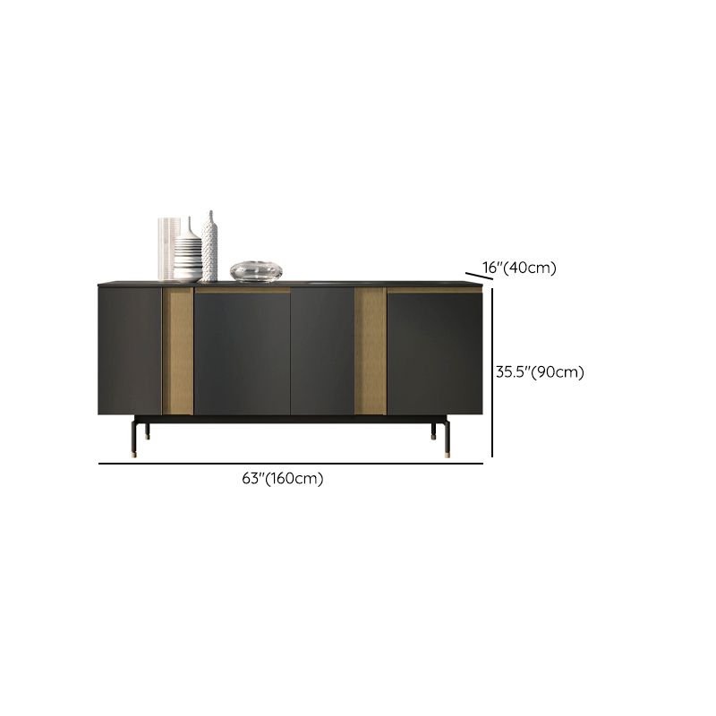 Standard Cabinet Metal and Solid Wood Accent Cabinet with Doors