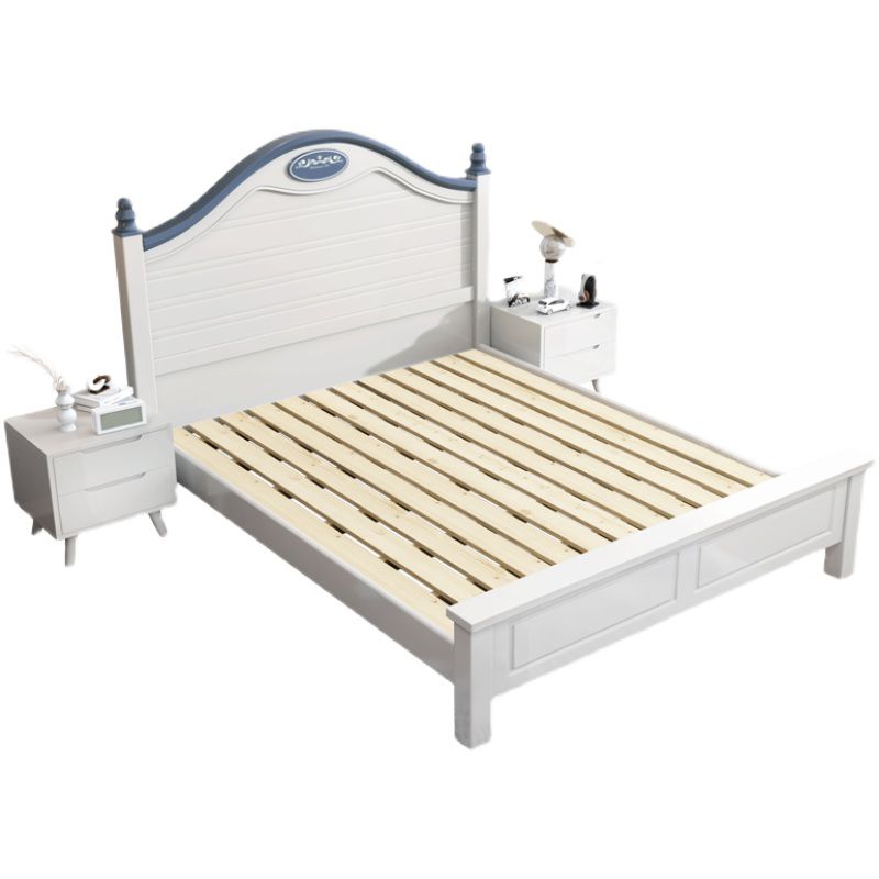 Scandinavian Solid Color Slat Bed Arched Bed With Custom Wood Legs