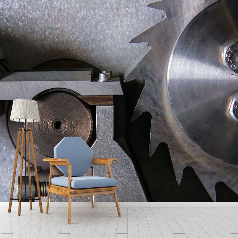 Industrial Sytyle Metal Gear Mural Wallpaper Living Room Wall Covering ,Customised