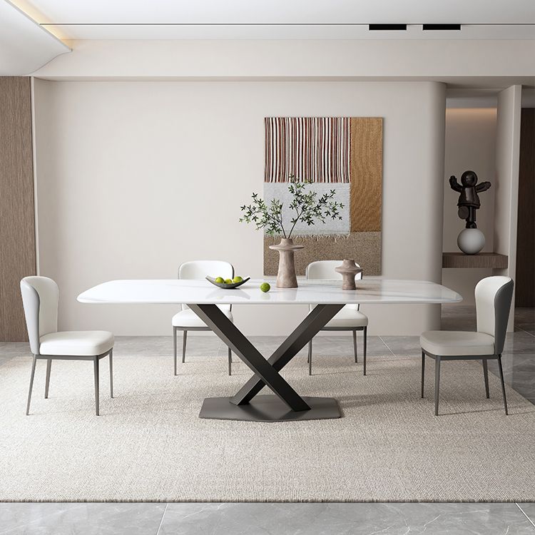 White and Black Dinner Table Rectangle Dinner Room Kitchen Table