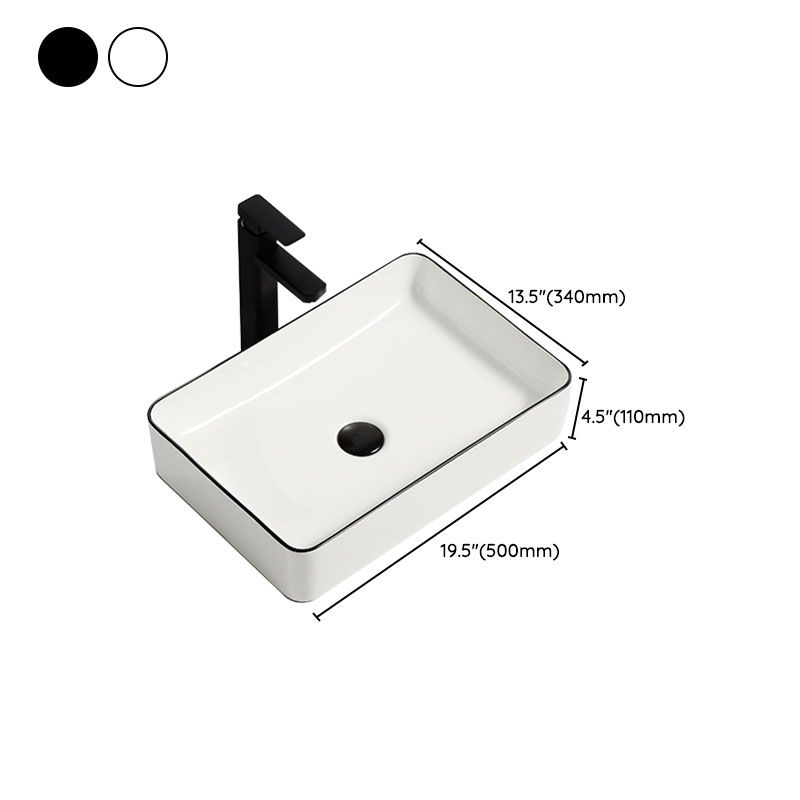 Modern Bathroom Sink Pop-Up Drain Rectangular Trough Sink without Faucet