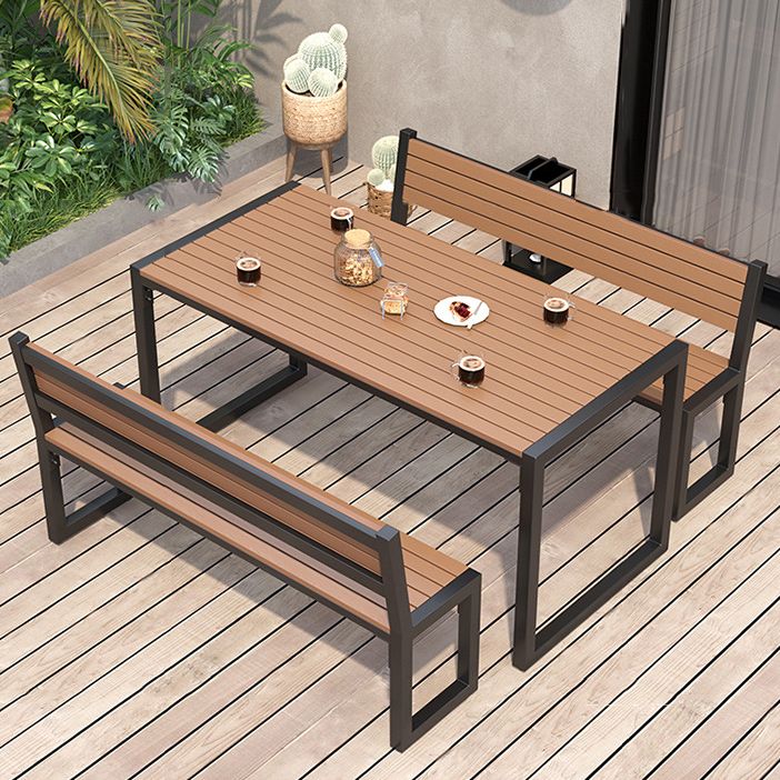 Rectangular Modern Picnic Table 1/3 Pieces Reclaimed Wood Dining Picnic Table