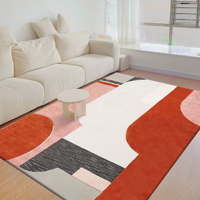 White Modern Rug Polyester Triangle Rug Non-Slip Backing Rug for Drawing Room