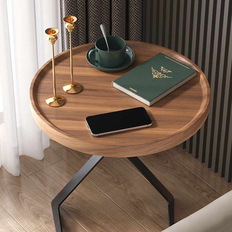 Metal and Wood Side Table Contemporary End Table for Living Room