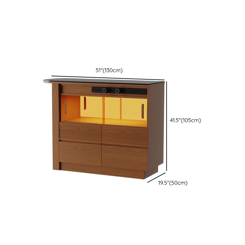 Black Stone Free Form Kitchen Island Table with Pine Wood Base