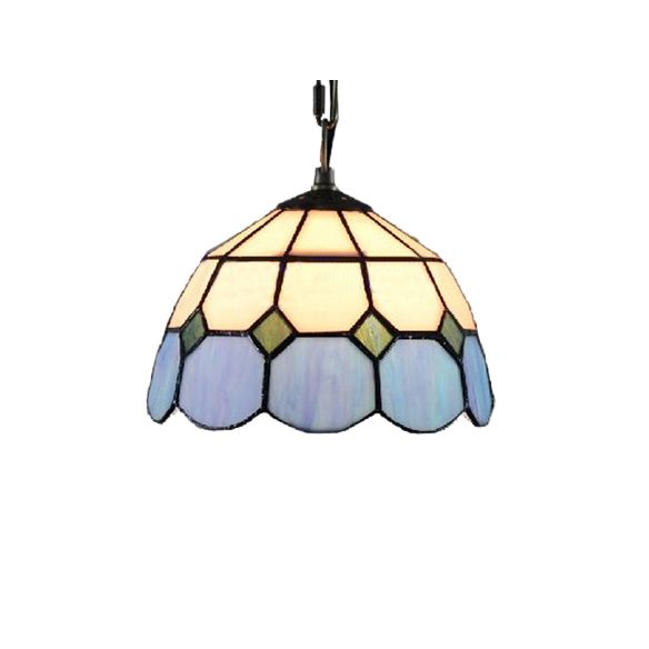 Single Head Dome Mini Pendant Tiffany Blue/Green Hand Rolled Art Glass Ceiling Light for Dining Room
