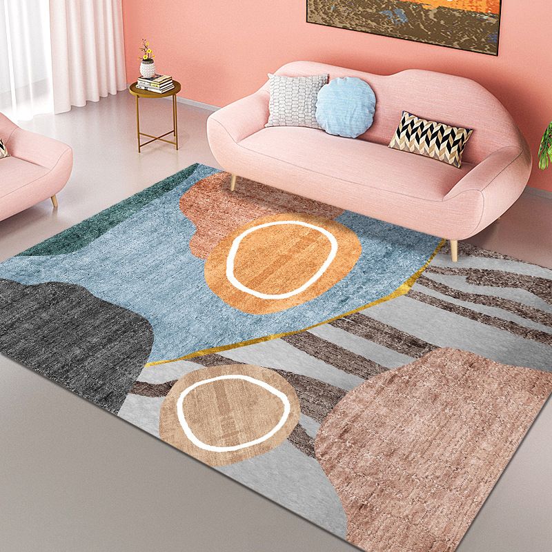 Orange Nordic Carpet Polyester Feather Carpet Washable Carpet for Living Room