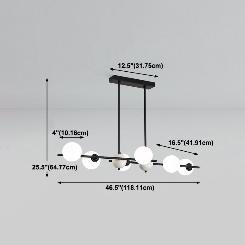 Modern Style Spherical Shape Island Lights Glass 6 Light Island Lighting in Black
