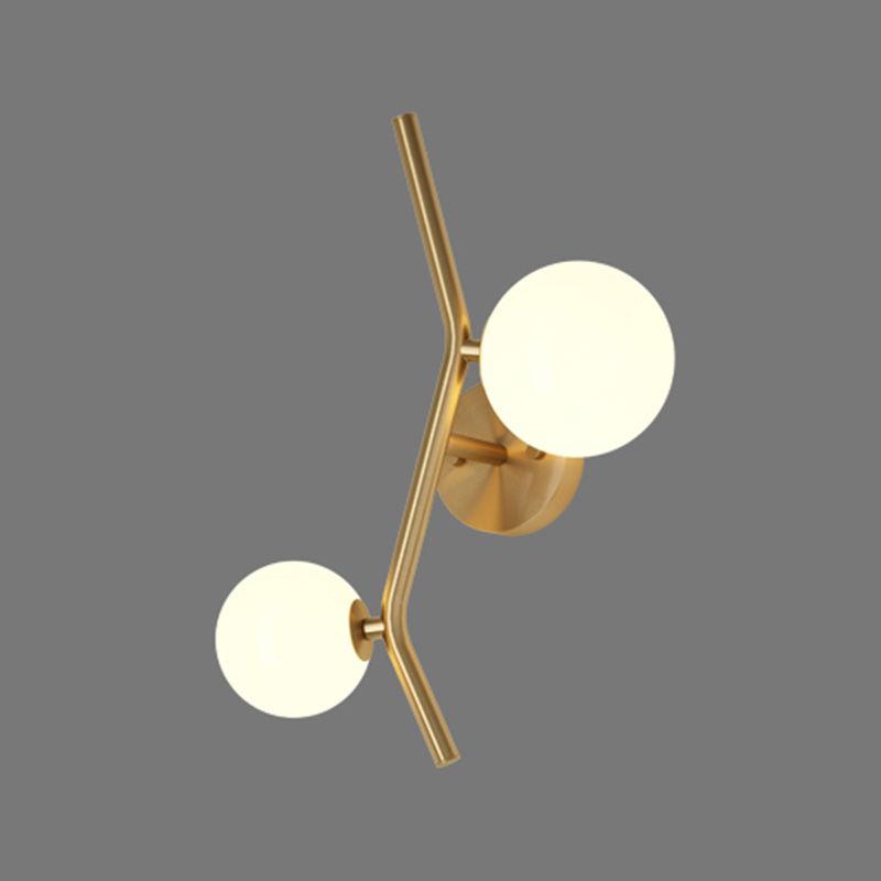 Glass Ball Shape Sconce Light Modern-Style 2 Lights Wall Light Fixtures in Gold