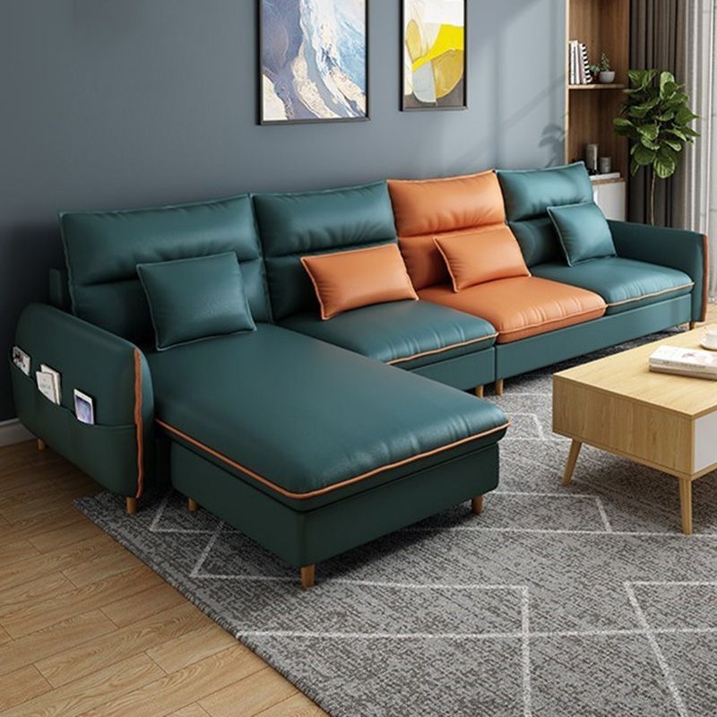 Modern Storage Faux Leather Sectioanl with Pillow Back for Living Room