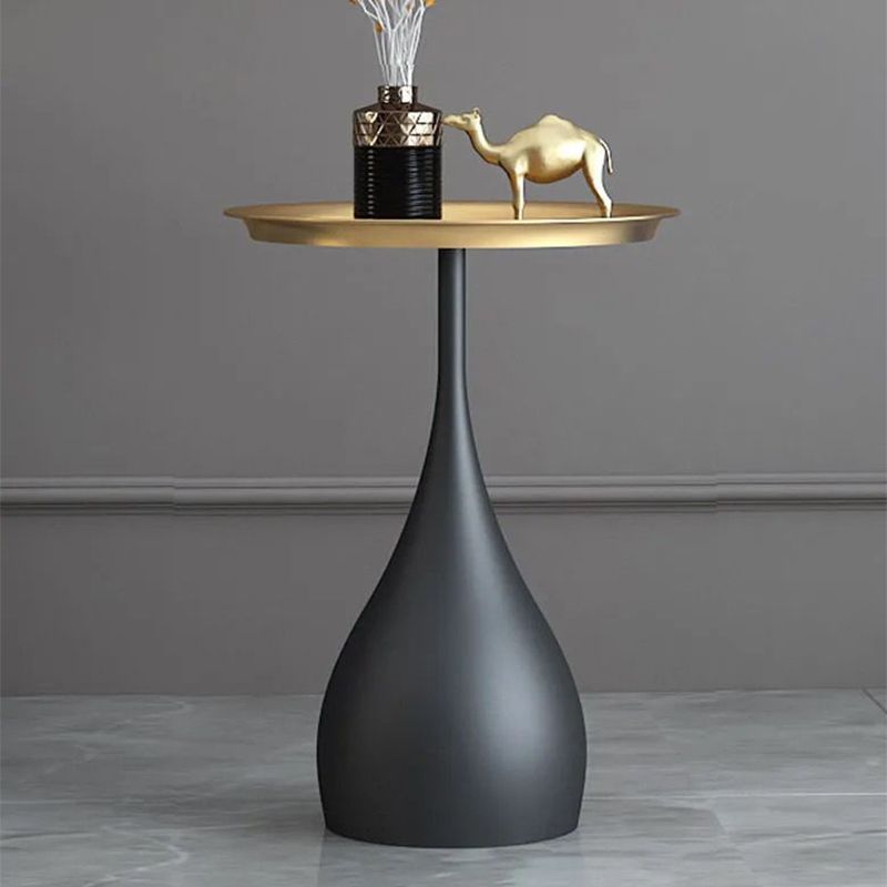 Round Metal/Marble End Table 13.78"/15.75" Wide Pedestal Side Table