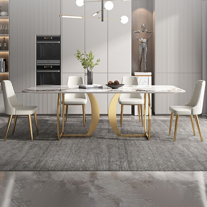 1/2/5/7 Pieces Luxury Dining Set Sintered Stone Top Dining Table with Leather Chairs