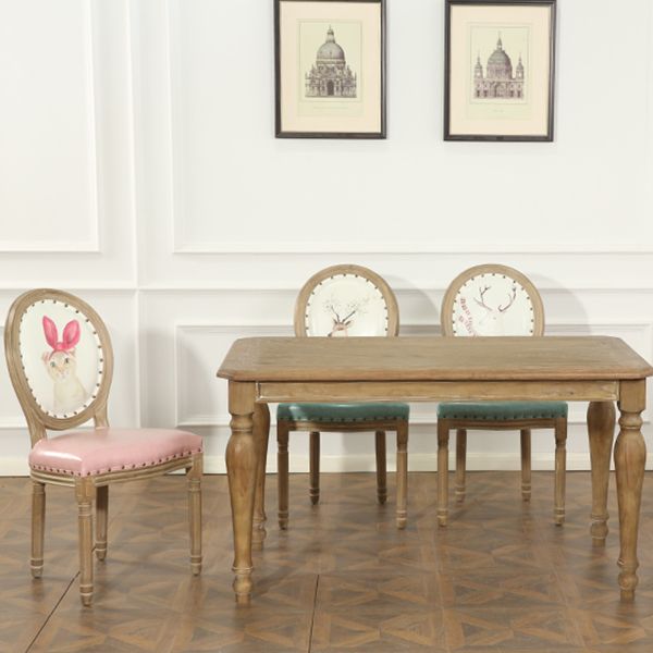 French Country Upholstered Armless Chair Home Solid Wood Dining Chair