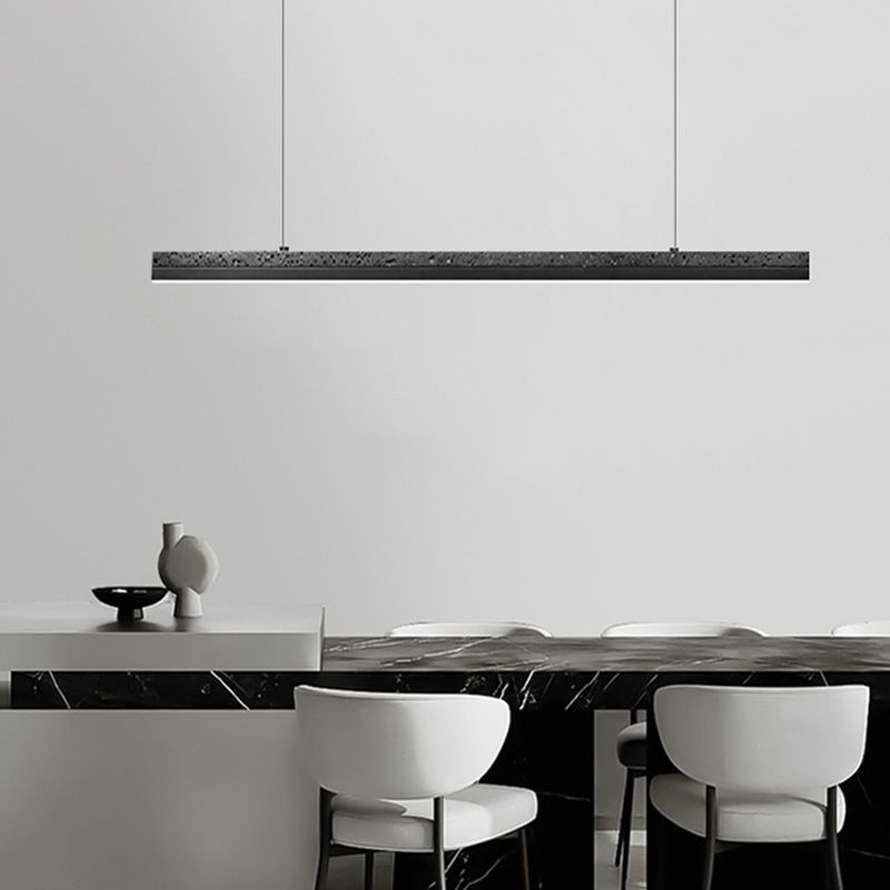 Minimalism LED Hanging Light Linear Island Light Fixture in Black for Dining Room