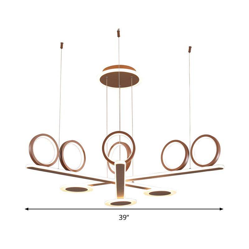 Crossed Bar Chandelier Light Modern Modern Metallic LED Coffee Hanging Éclairage en lumière chaude / blanche