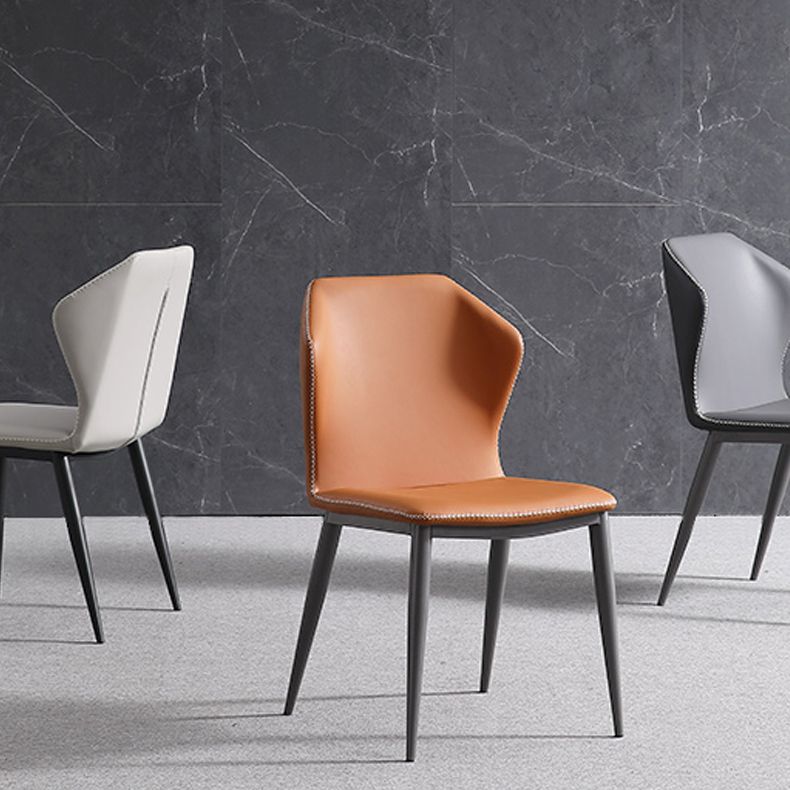 Silla de metal de cocina de estilo moderno Silla lateral sin brazos para comedor con respaldo orejero (juego de 2)