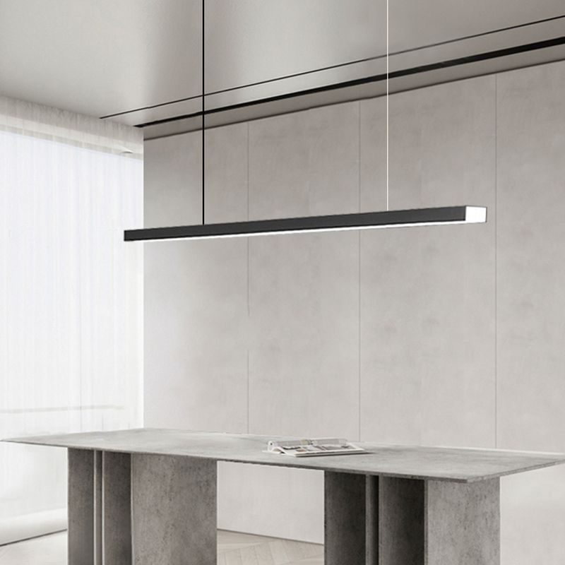 Minimalism Hanging Light Black Linear Island Light Fixture for Dining Room