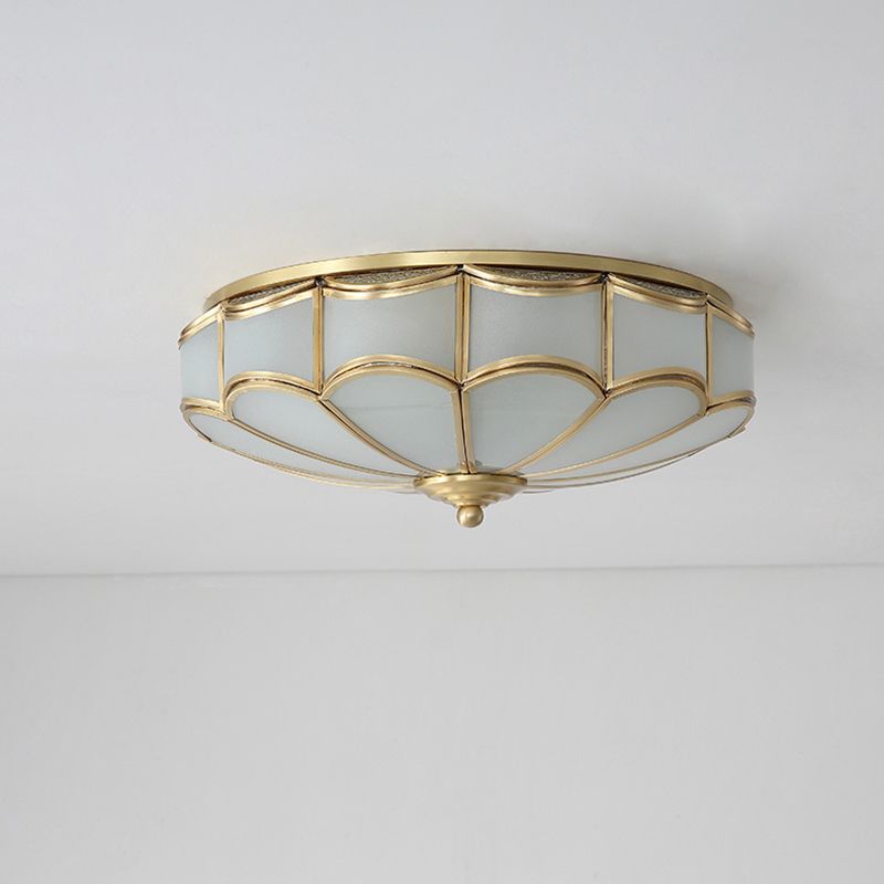 Gold Dome Forma Flush Montaggio Illuminazione Minimalismo Crema Vetro Camera Scarico Soffitto Luce