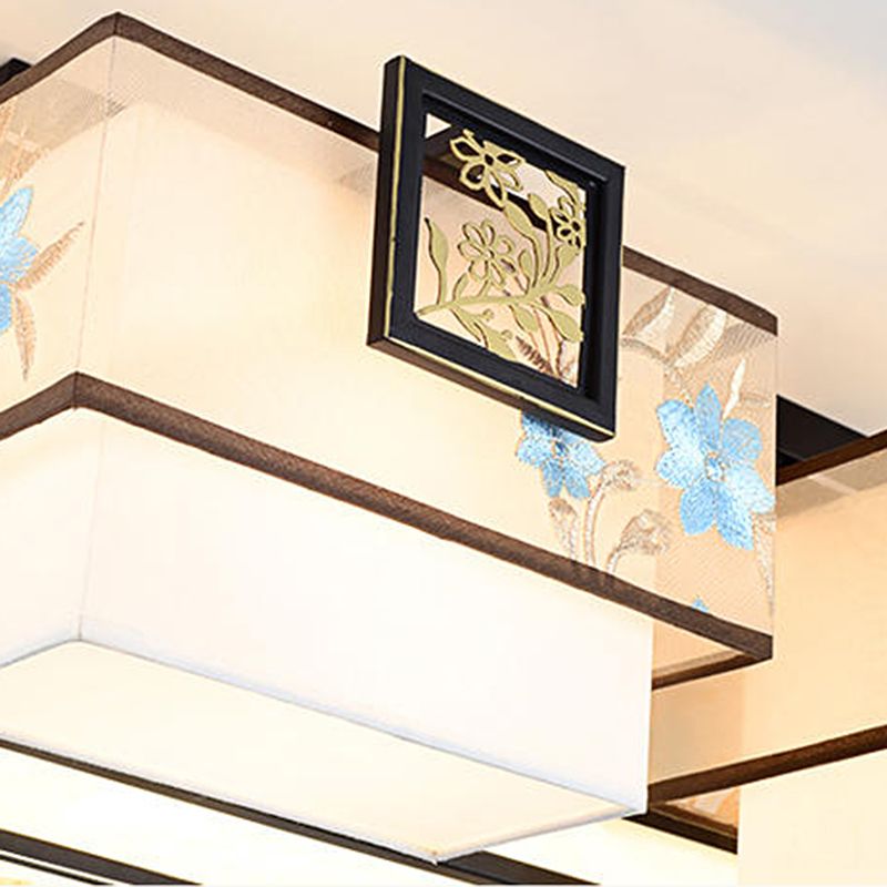 4/5/6 Head Light Fixtures Asia Style Fabric Flush Light for Living Room Dinning Room