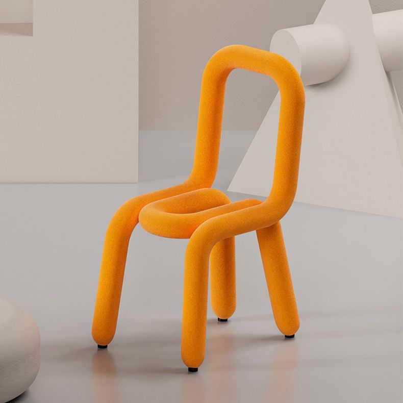 Designer Style Velvet Curved Chair Open Back Matte Finish Dining Chair