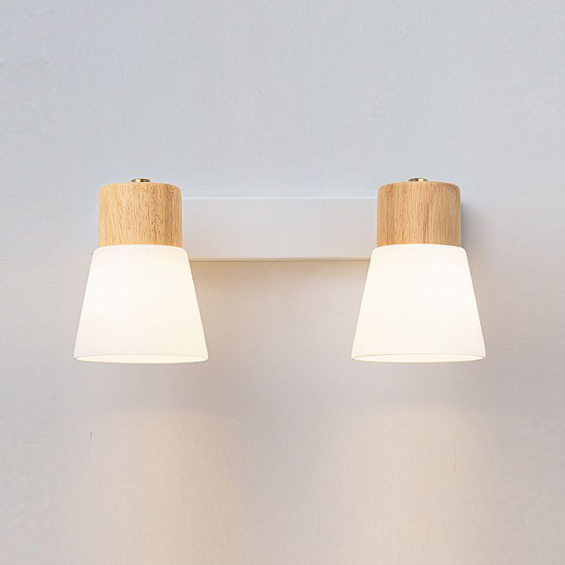 Wood Cone Shape Wall Light Modern Style Multi Lights Wall Light Sconce in White