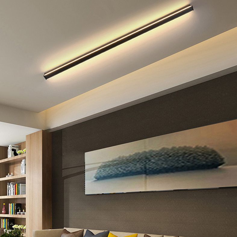 Slim Stick Wall Mount Lighting Minimalist Metallic LED Hallway Surface Wall Sconce in Black