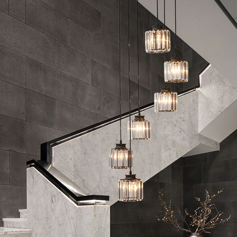 Cilindro colgante de lámparas colgantes colgante de techo de cristal simple moderno para escalera
