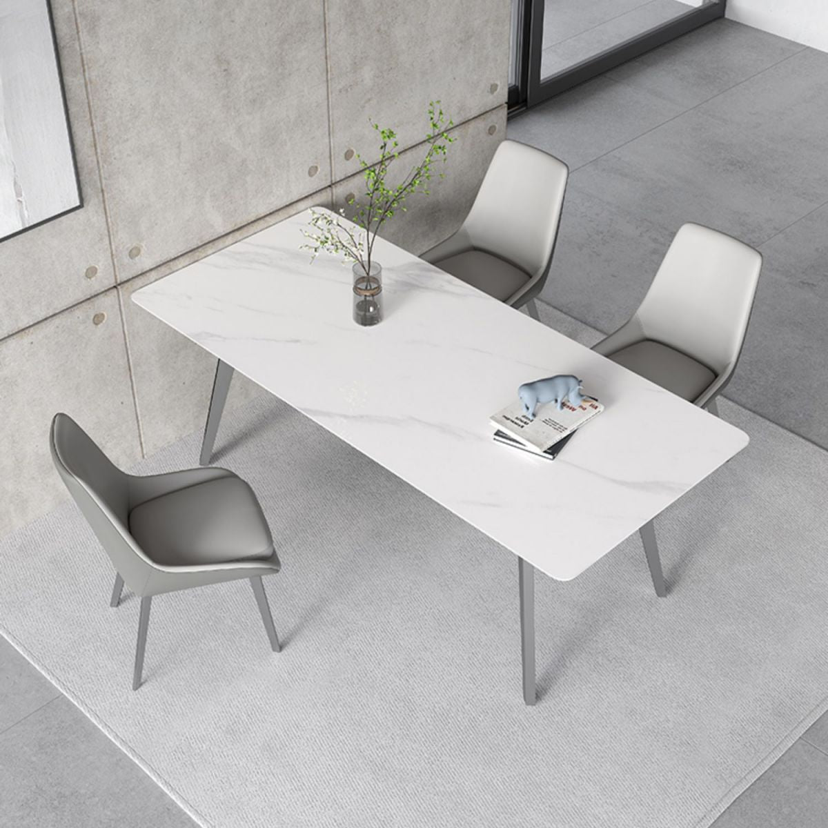 Luxury Sintered Stone Top Table Rectangle Table with 4 Legs for Restaurant