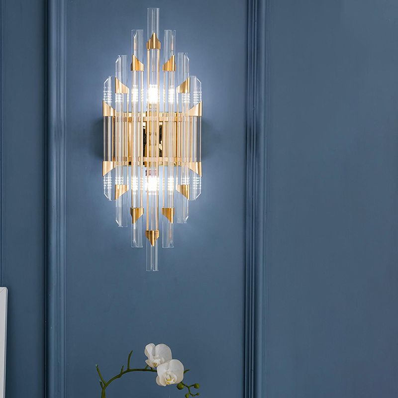 Clear Crystal 2 - Light Wall Sconce in Gold Metal Post Modern Wall Light