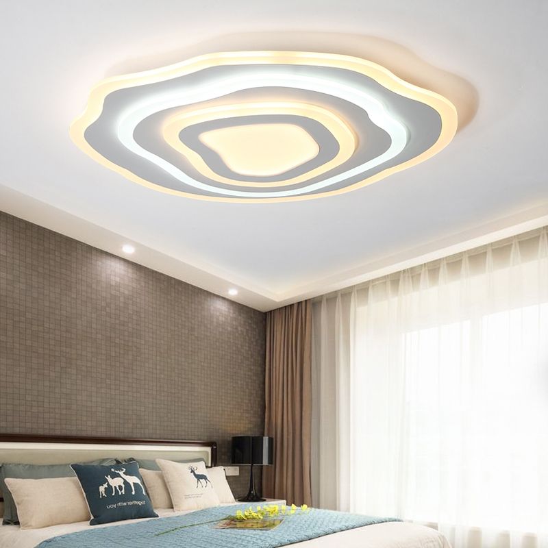 Ultra Thin Acrylic Ripple Ceiling Lamp 19.5"/23.5" W Simple White LED Flush Lighting in Warm/White Light