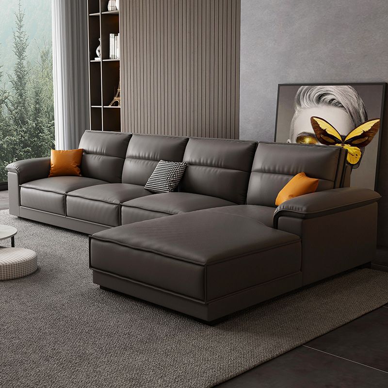 70.87" Faux Leather Pillow Top Arm Sectionals - Grey Sectional Couch