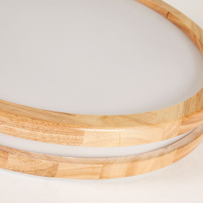 Kreisförmige Holz-Unterputzleuchte im modernen Stil mit 1 Licht, Deckenleuchte für Schlafzimmer
