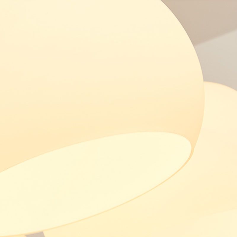 Solid Wood Domed Chandelier Lighting Nordic Hanging Light with White Glass Shade