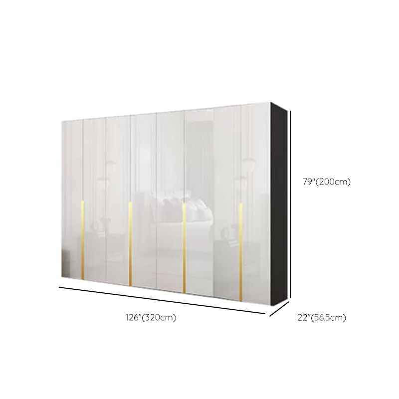 Hinged Wardrobe Cabinet with Garment Rod Modern Storage Cabinet