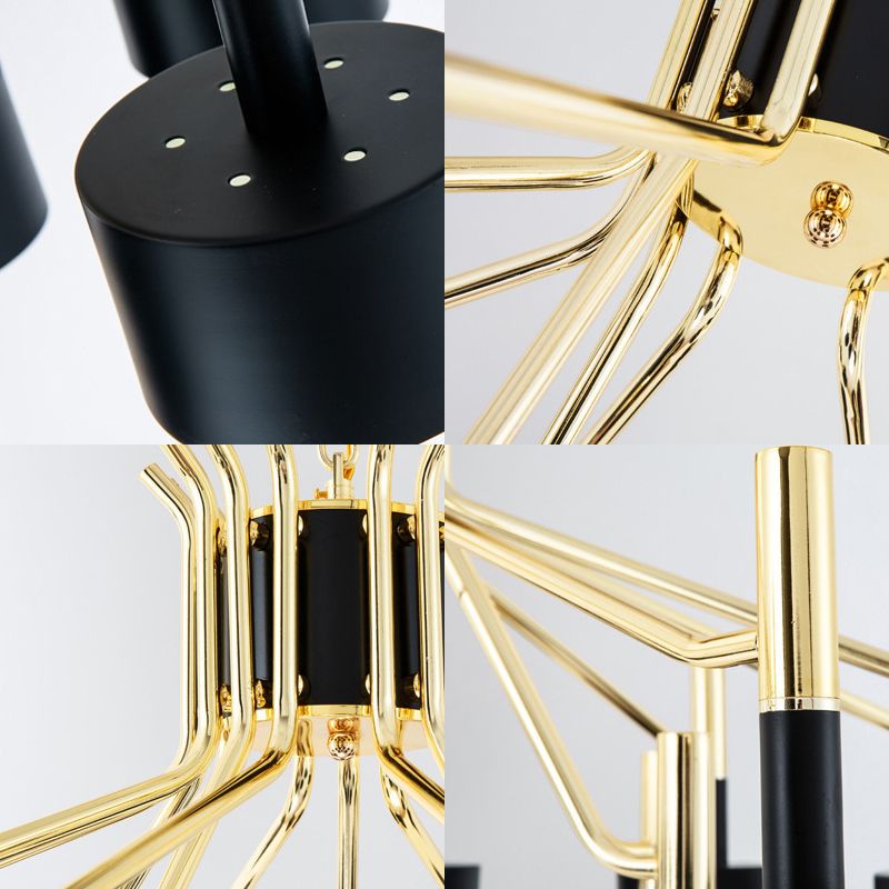 Drum Shade Chandelier Light Post-modern Metal Living Room Suspended Lighting