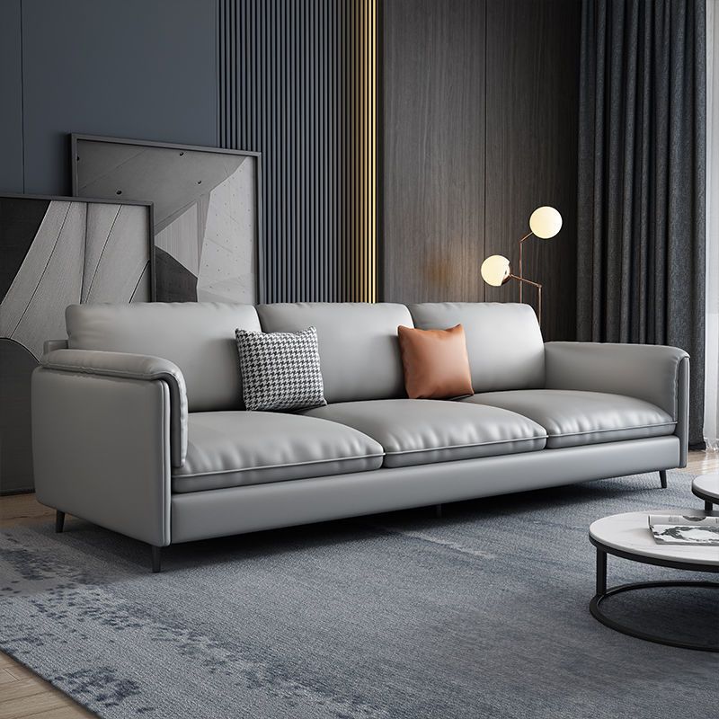 Sofá rectangular con almohada y asiento de esponja lleno de cojines de cuero de imitación