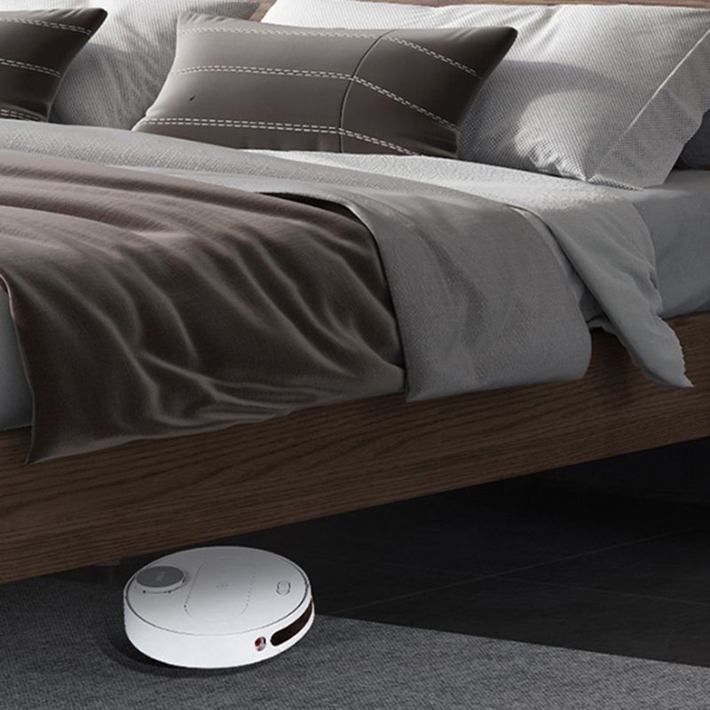 Mid-Century Modern Standard Bed Ash Solid Color Panel Bed with Headboard