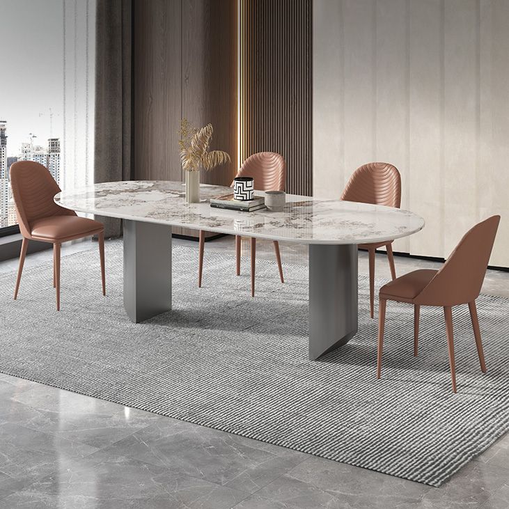 Metal Traditional Luxury Oval Table Sintered Stone Table for Dining Room and Kitchen