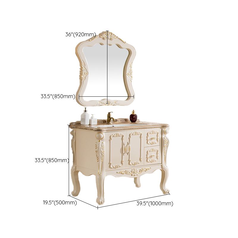 Freestanding Vanity 2 Doors Oval Single Sink Mirror PVC Frame Bathroom Vanity