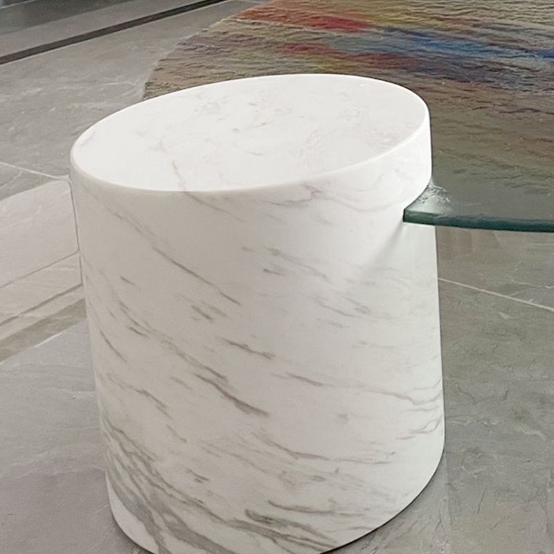 Tropical Round Cocktail Table Glass Pedestal Single Coffee Table